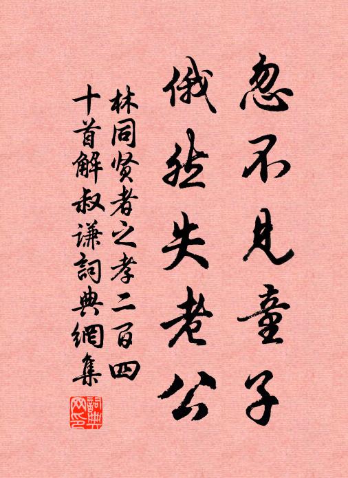 林同忽不见童子，俄然失老公书法作品欣赏