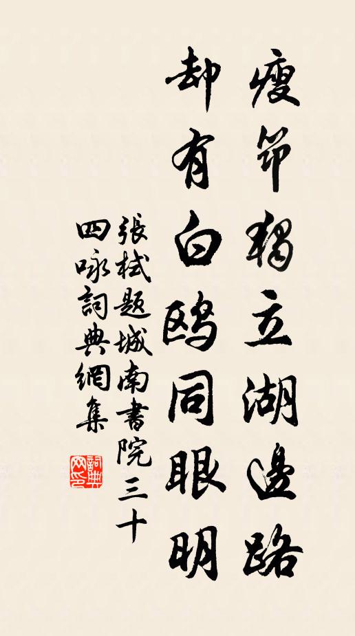 张栻瘦筇独立湖边路，却有白鸥同眼明书法作品欣赏