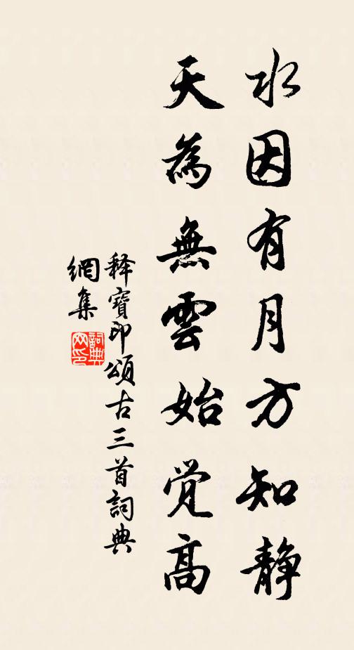 释宝印水因有月方知静，天为无云始觉高书法作品欣赏