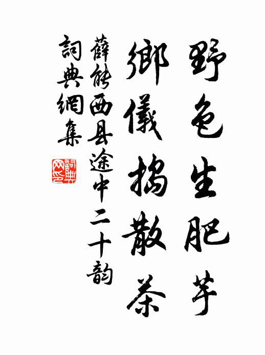 薛能野色生肥芋，乡仪捣散茶书法作品欣赏