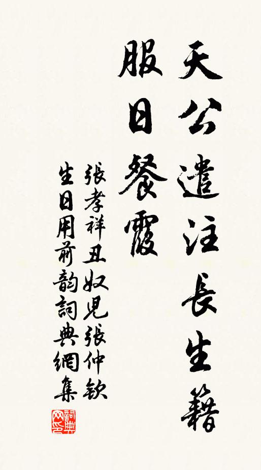 张孝祥天公遣注长生籍，服日餐霞书法作品欣赏