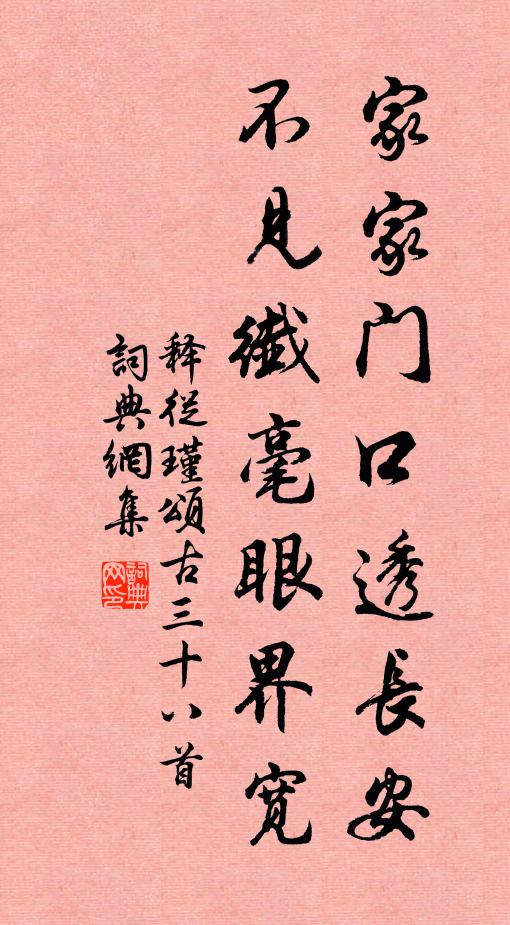 释从瑾家家门口透长安，不见纤毫眼界宽书法作品欣赏