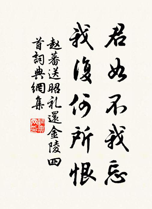 赵蕃君如不我忘，我复何所恨书法作品欣赏