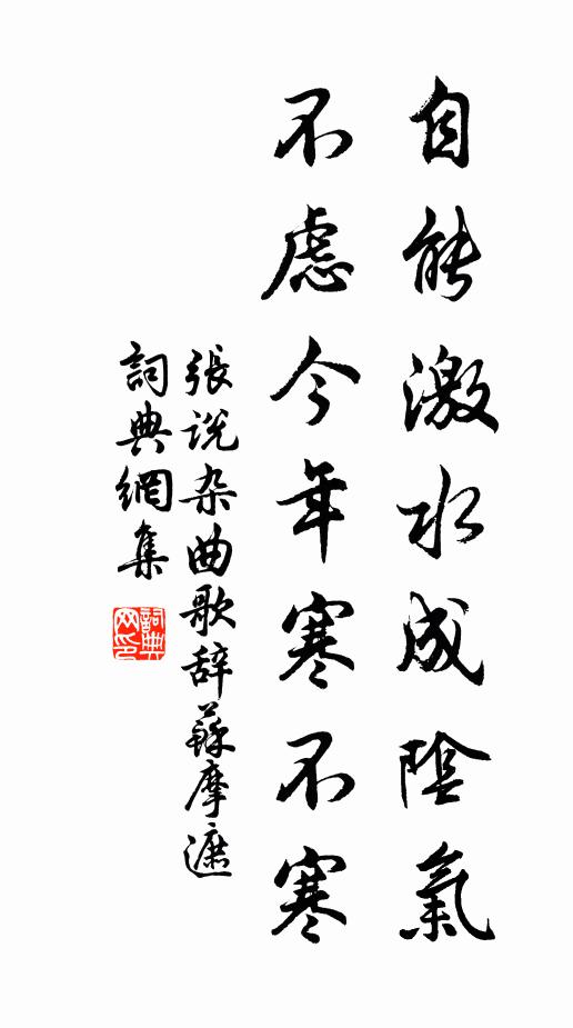 张说自能激水成阴气，不虑今年寒不寒书法作品欣赏