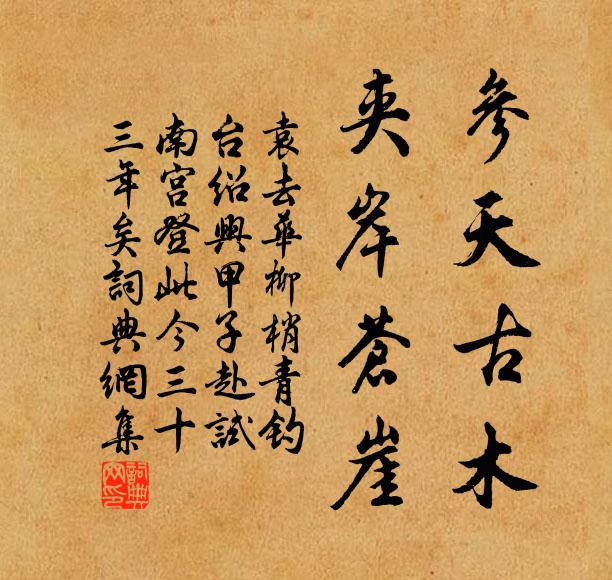 袁去华参天古木，夹岸苍崖书法作品欣赏