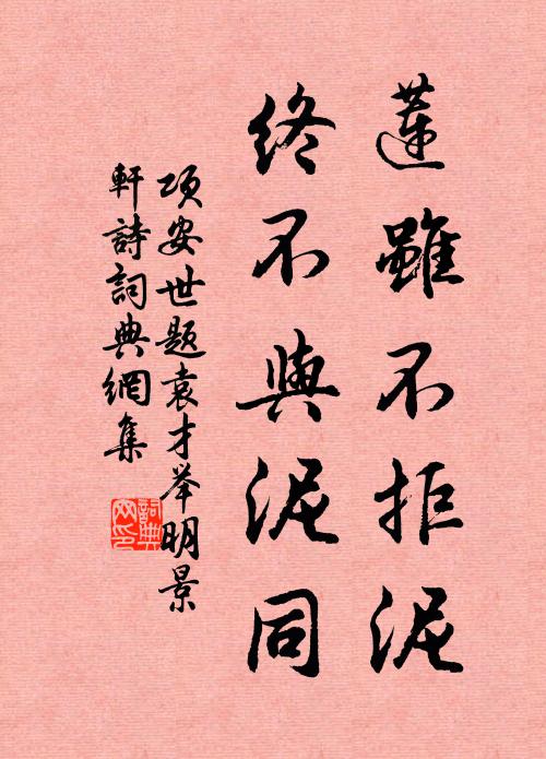 项安世莲虽不拒泥,终不与泥同书法作品欣赏