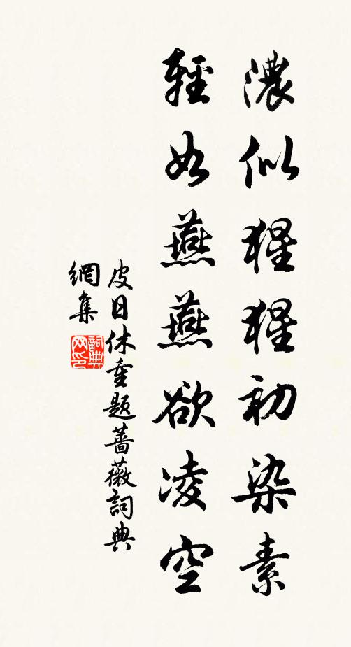 皮日休浓似猩猩初染素，轻如燕燕欲凌空书法作品欣赏