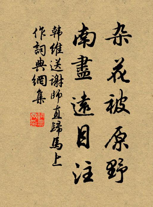 韩维杂花被原野，南尽远目注书法作品欣赏