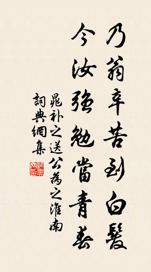 晁补之乃翁辛苦到白发，今汝强勉当青春书法作品欣赏