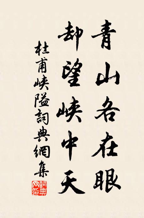 杜甫青山各在眼，却望峡中天书法作品欣赏