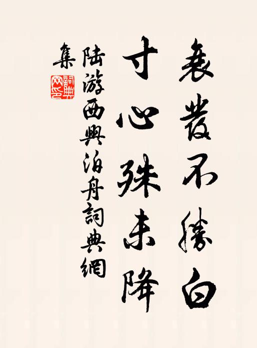 陆游衰发不胜白，寸心殊未降书法作品欣赏