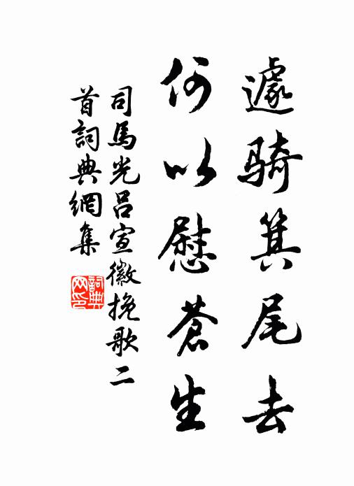 司马光遽骑箕尾去，何以慰苍生书法作品欣赏
