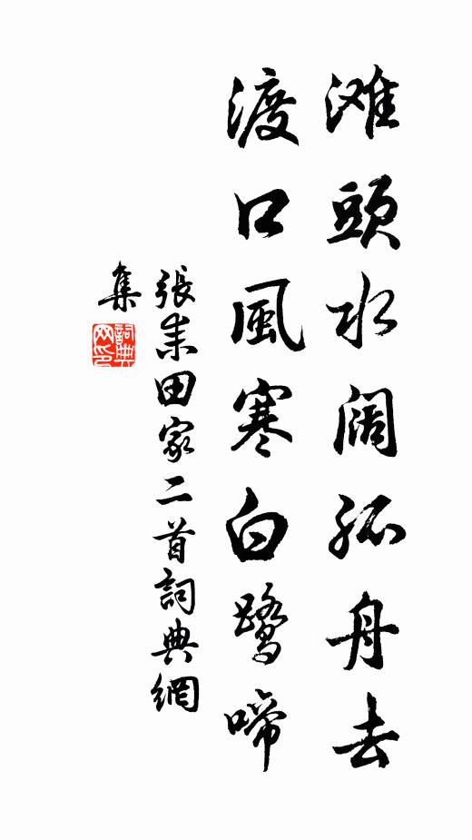 张耒滩头水阔孤舟去，渡口风寒白鹭啼书法作品欣赏
