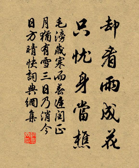 毛滂却看雨成花，只忧身当樵书法作品欣赏
