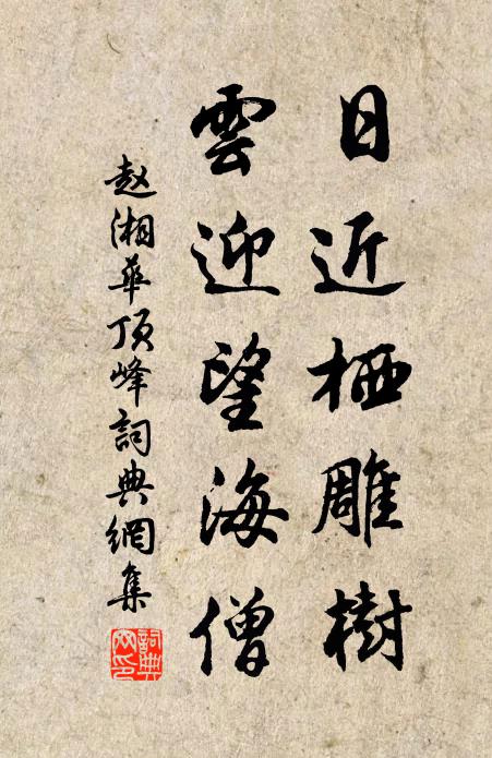 赵湘日近栖雕树，云迎望海僧书法作品欣赏