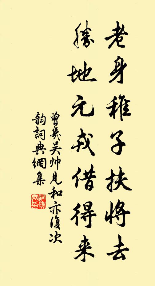 曾几老身稚子扶将去，胜地元戎借得来书法作品欣赏