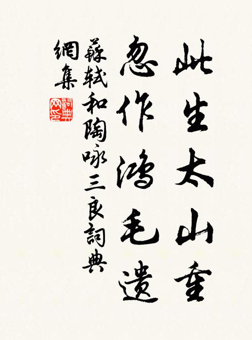 苏轼此生太山重，忽作鸿毛遗书法作品欣赏
