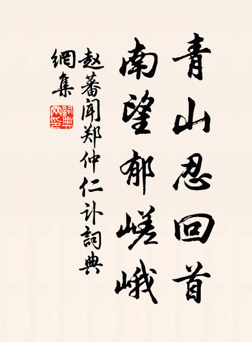 赵蕃青山忍回首，南望郁嵯峨书法作品欣赏