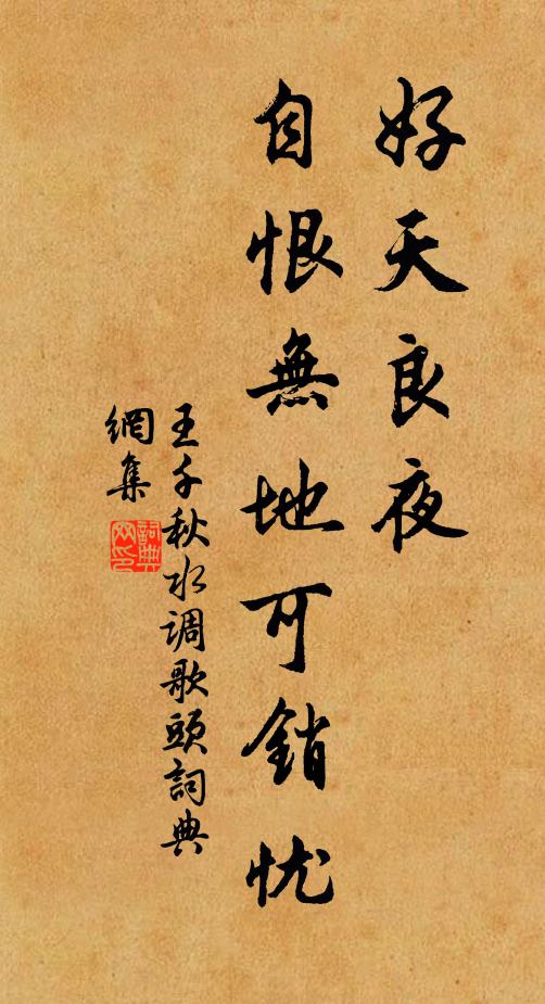 王千秋好天良夜，自恨无地可销忧书法作品欣赏