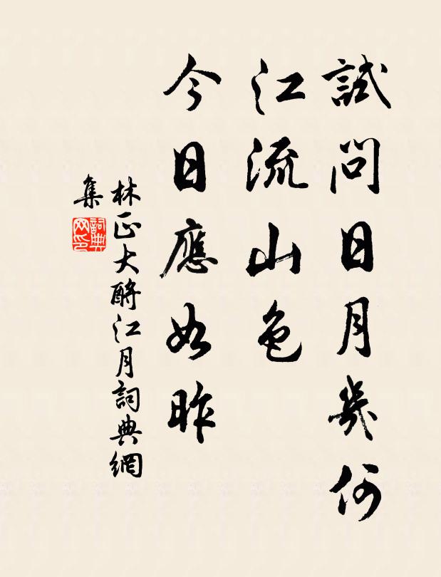 林正大试问日月几何，江流山色，今日应如昨书法作品欣赏