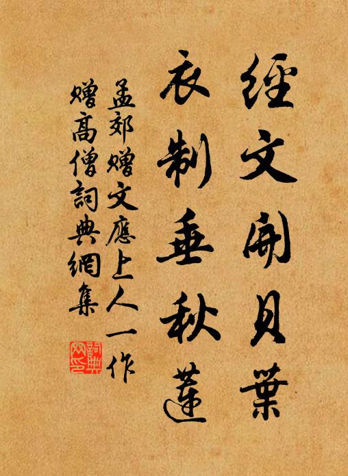 孟郊经文开贝叶，衣制垂秋莲书法作品欣赏