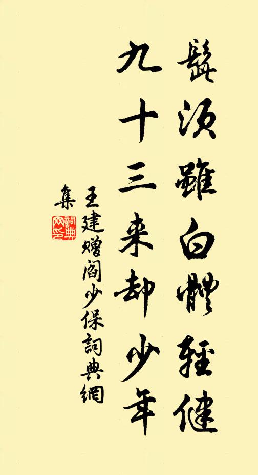 王建髭须虽白体轻健，九十三来却少年书法作品欣赏