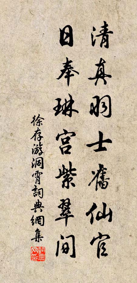 徐存清真羽士旧仙官，日奉琳宫紫翠间书法作品欣赏