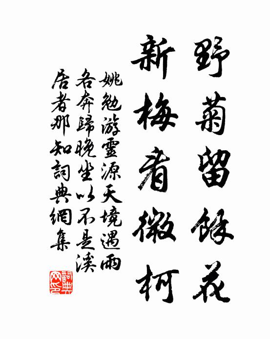 姚勉野菊留余花，新梅看微柯书法作品欣赏