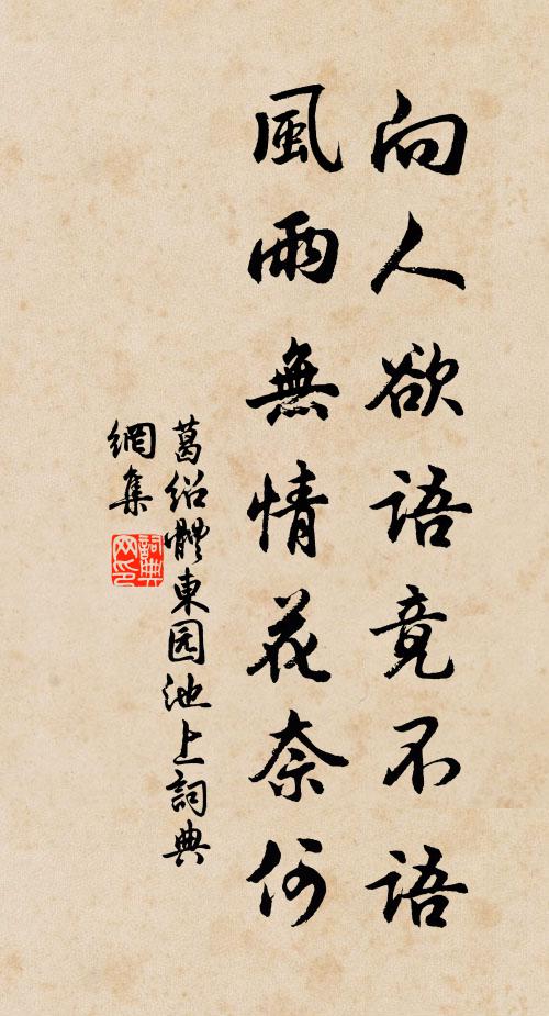 葛绍体向人欲语竟不语，风雨无情花奈何书法作品欣赏