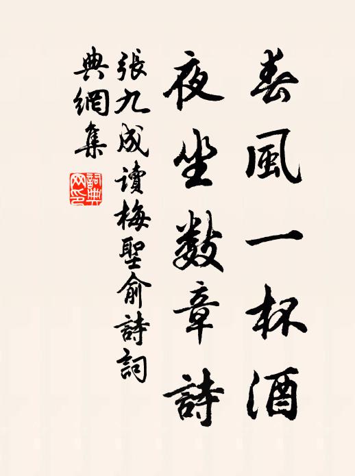 张九成春风一杯酒，夜坐数章诗书法作品欣赏