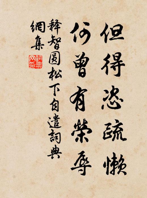 释智圆但得恣疏懒，何曾有荣辱书法作品欣赏