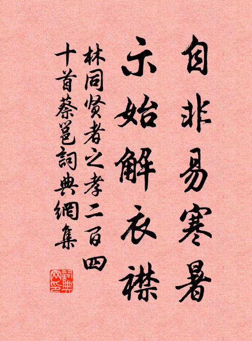 林同自非易寒暑，示始解衣襟书法作品欣赏