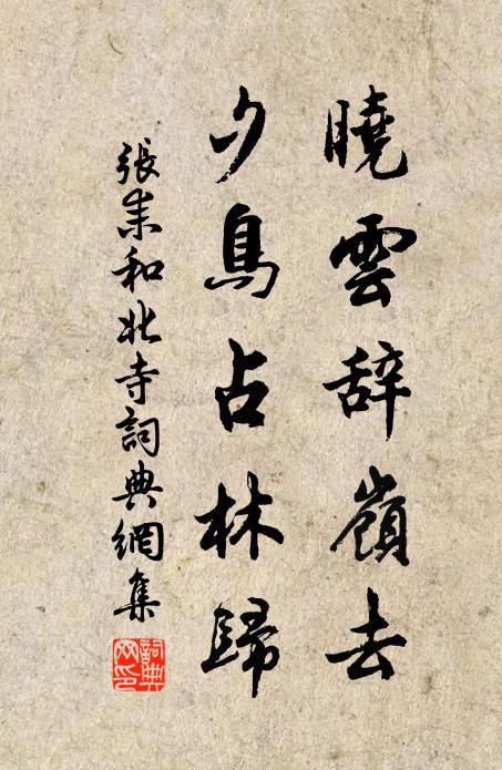 张耒晓云辞岭去，夕鸟占林归书法作品欣赏