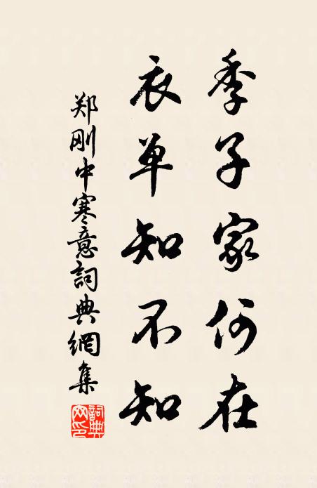 郑刚中季子家何在，衣单知不知书法作品欣赏