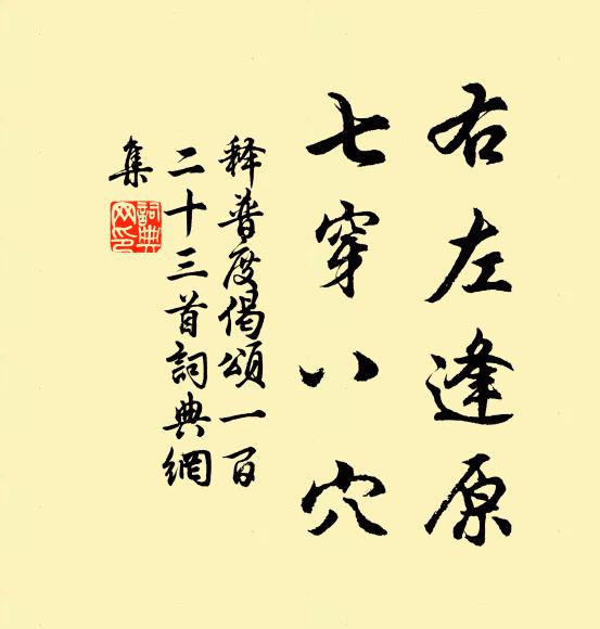 释普度右左逢原，七穿八穴书法作品欣赏