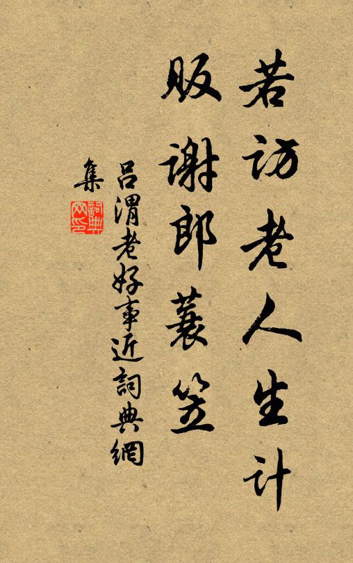 吕渭老若访老人生计，贩谢郎蓑笠书法作品欣赏