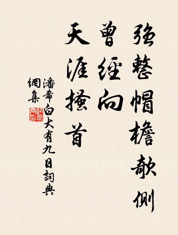 潘希白强整帽檐欹侧，曾经向、天涯搔首书法作品欣赏