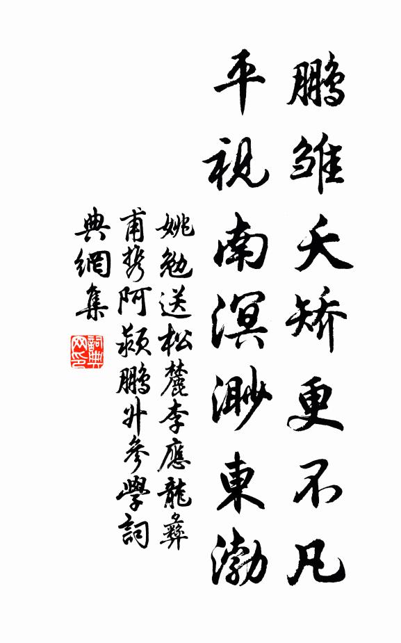 姚勉鹏雏夭矫更不凡，平视南溟渺东渤书法作品欣赏
