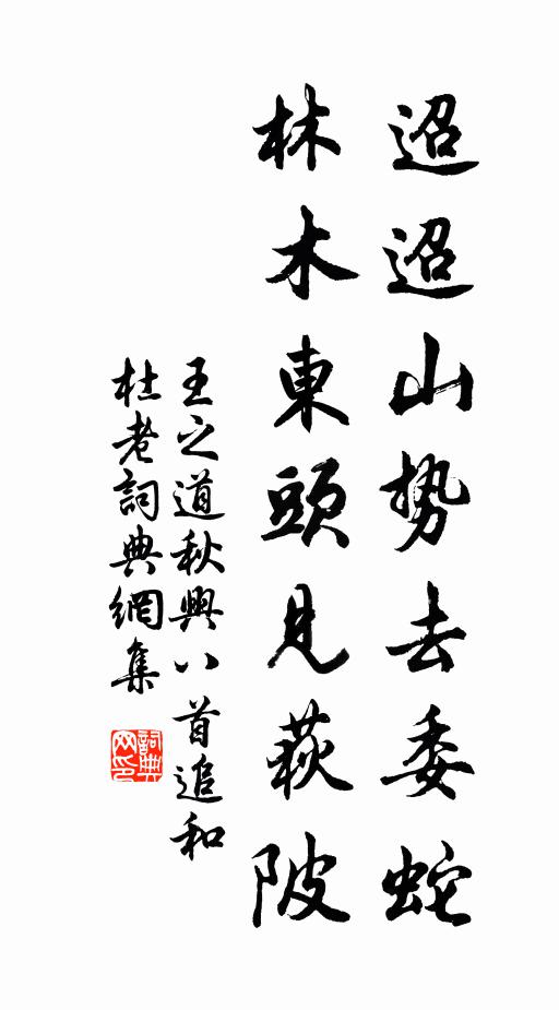 王之道迢迢山势去委蛇，林木东头见荻陂书法作品欣赏