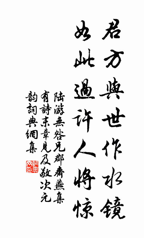 陆游君方与世作水镜，如此过许人将惊书法作品欣赏