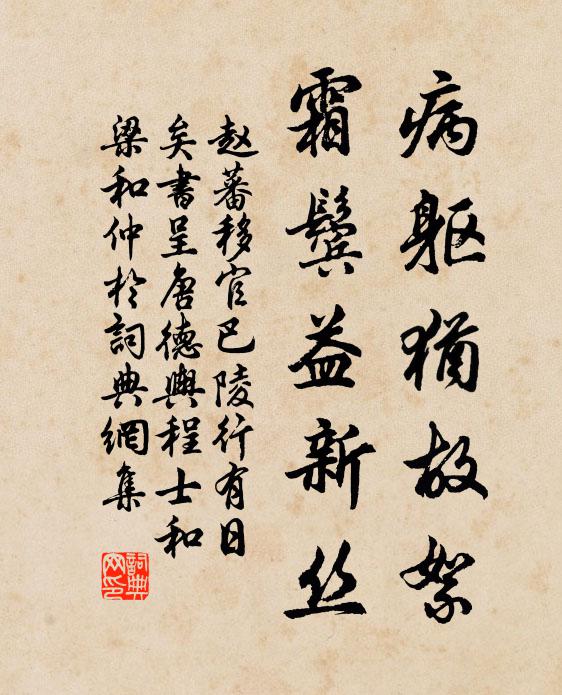 赵蕃病躯犹故絮，霜鬓益新丝书法作品欣赏