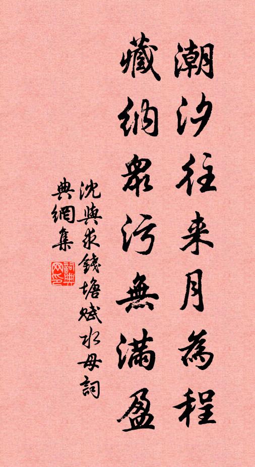 沈与求潮汐往来月为程，藏纳众污无满盈书法作品欣赏