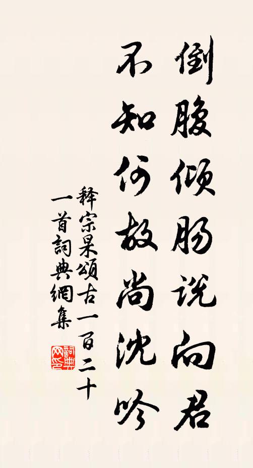 释宗杲倒腹倾肠说向君，不知何故尚沈吟书法作品欣赏