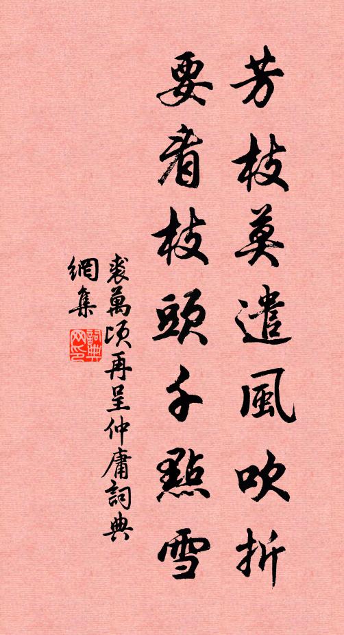 裘万顷芳枝莫遣风吹折，要看枝头千点雪书法作品欣赏