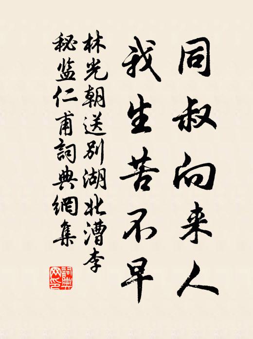 林光朝同叔向来人，我生苦不早书法作品欣赏