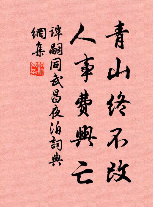 谭嗣同青山终不改，人事费兴亡书法作品欣赏