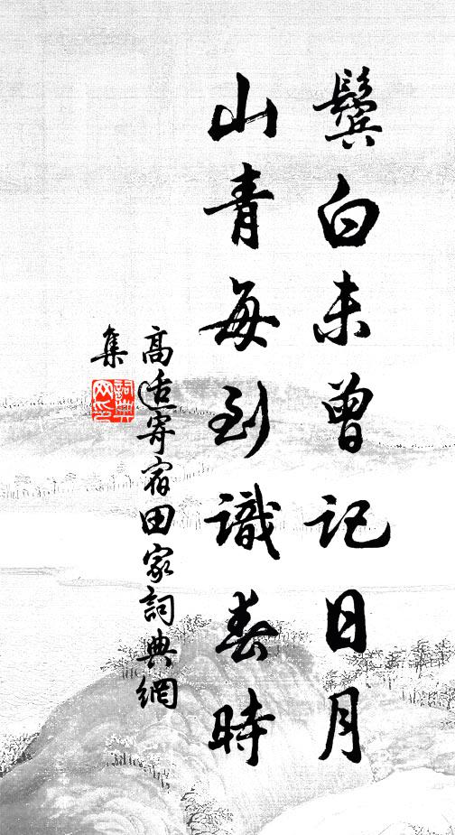 高适鬓白未曾记日月，山青每到识春时书法作品欣赏