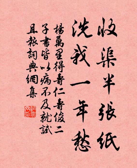 杨万里收渠半张纸，洗我一年愁书法作品欣赏