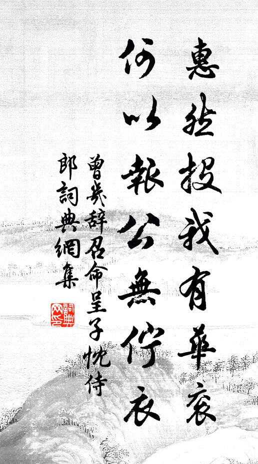 曾几惠然投我有华衮，何以报公无伫衣书法作品欣赏