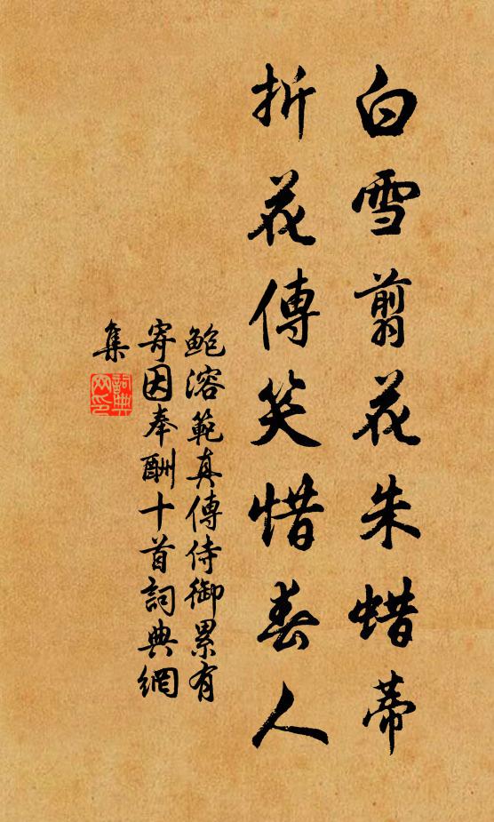 鲍溶白雪翦花朱蜡蒂，折花传笑惜春人书法作品欣赏